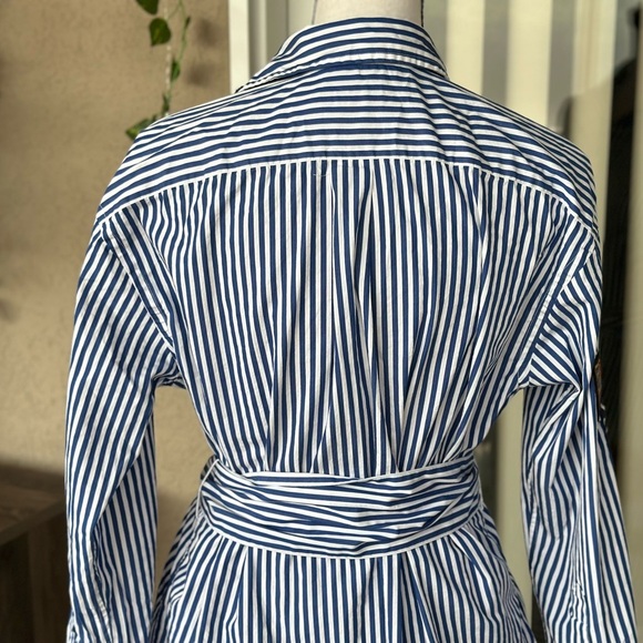 Polo by Ralph Lauren Striped Asymmetrical Shirt Dress with pockets and Patches - Picture 9 of 15